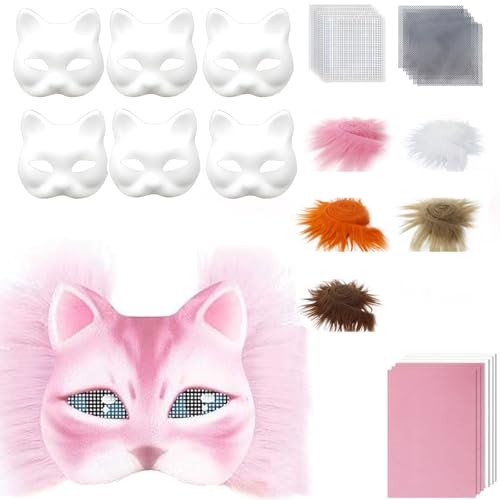 LXJLXD Katzen Füchse mit Pelzen Augen Netzaufkleber Therianer verkleiden sich zum Bemalen von Tierkunst, Bastelsets, Kostüm von LXJLXD