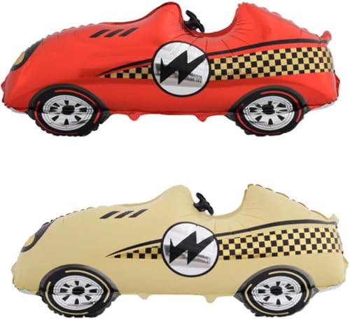 Rennwagen Folienballons, 2pcs Cars Geburtstagsdeko, Rennauto Luftballons, Rennwagen Ballon, Luftballon Auto Geburtstag, Cars Deko Folienballon, Auto Thema Party Dekorationen von LXONTSG