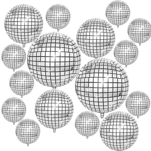 Discokugel Luftballon,Luftballons Discokugel Silber,Silber Disco Folienballons,Discokugel Deko,Disko Folien Ballons,Disco Ballons,für Disko Party Zubehör Geburtstag Party Hochzeit Baby Shower (B) von LXONTSG