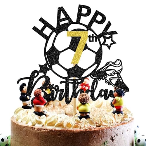 Fussball Tortendeko, Cupcake Toppern, Happy Birthday Kuchen Deko, Geburtstag Deko Junge (7) von LXONTSG