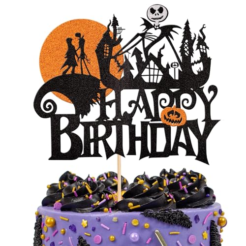 Halloween Birthday Cake Dekoration, 1 Stück Geburtstag Party Kuchendekoration Halloween, Glitter Cake Toppers, Kuchendekoration Geburtstag (C) von LXONTSG