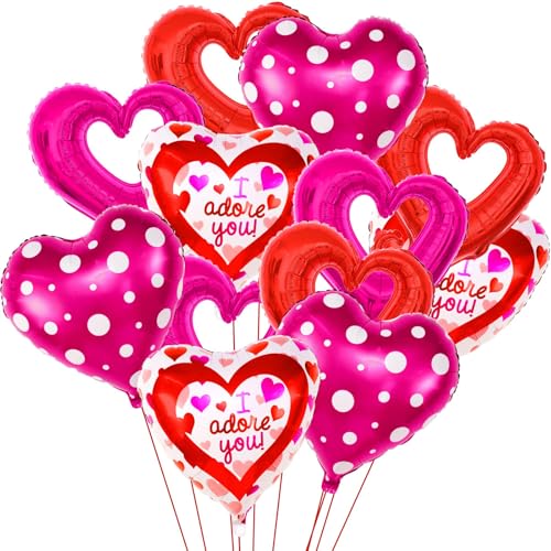 Herz Folienballon Rot,12 Stück Rote Herzförmige Folienballons,Herz Helium Luftballons,XXL Helium Luftballon,Herzluftballons Hochzeit für Romantische Atmosphäre, Heiratsantrag, Valentinstag Deko (A) Herz Folienballon Rot,12 Stück Rote Herzförmige Folienballons,Herz Helium Luftballons,XXL Helium Luftballon,Herzluftballons Hochzeit für Romantische Atmosphäre, Heiratsantrag, Valentinstag Deko (A) von LXONTSG