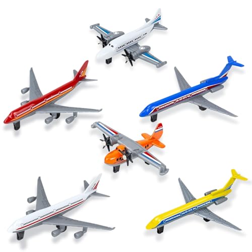 LXONTSG Flieger Miniaturmodelle,6 Stück Kinder Flugzeug aus Metall, Flugzeug Modell Aus Metall, Spielzeugflugzeug für Kinder, Airplane Toy Miniatur, Multicolor, für Geburtstagsgeschenk von LXONTSG
