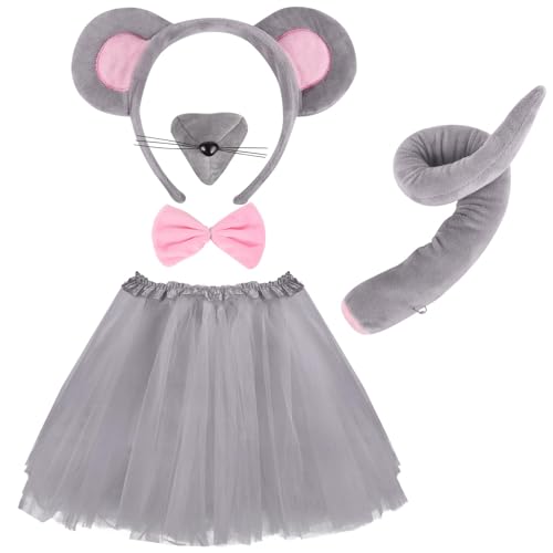 LXONTSG Maus Cosplay Set, 5 Stück Cosplay Maus Accessoires, Verkleiden Maus Accessoires, Karneval Maus Cosplay Outfit, Verkleiden Maus Kinder, mit Stirnband Rock Schwanz Nase Fliege LXONTSG Maus Cosplay Set, 5 Stück Cosplay Maus Accessoires, Verkleiden Maus Accessoires, Karneval Maus Cosplay Outfit, Verkleiden Maus Kinder, mit Stirnband Rock Schwanz Nase Fliege von LXONTSG