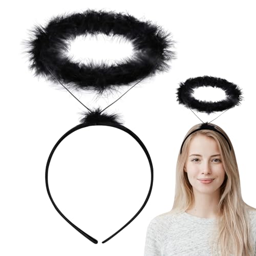 LXONTSG Schwarz Engel Stirnband, Halloween Engel Haarreifen, Engel Headband Damen, Halloween Haarreifen Heiligenschein, Engel Kopfschmuck für Halloween, Cosplay und Karneval Party(1) von LXONTSG