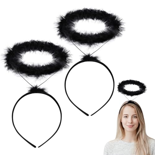 LXONTSG Schwarz Engel Stirnband, Halloween Engel Haarreifen, Engel Headband Damen, Halloween Haarreifen Heiligenschein, Engel Kopfschmuck für Halloween, Cosplay und Karneval Party(2) von LXONTSG