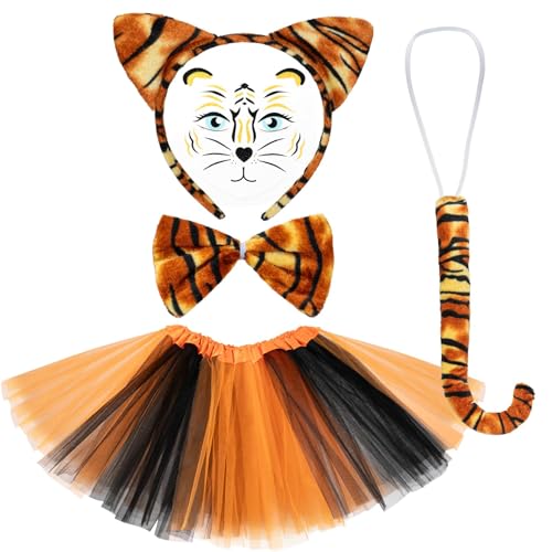 LXONTSG Tiger Cosplay Set, Karneval Tiger Set, Party Verkleidung Tiger, Kinder Cosplay Tiger, Tiger Ohren Haarreif Schwanz Fliege Garnrock Tattoo Set, für Erwachsene Kinder Cosplay Party LXONTSG Tiger Cosplay Set, Karneval Tiger Set, Party Verkleidung Tiger, Kinder Cosplay Tiger, Tiger Ohren Haarreif Schwanz Fliege Garnrock Tattoo Set, für Erwachsene Kinder Cosplay Party von LXONTSG