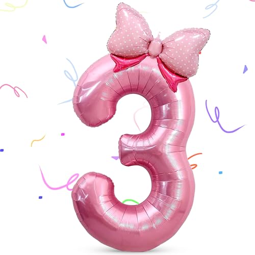 Luftballon Geburtstag 3, Folienballon Zahl 3, Zahlen Luftballon 3. Geburtstag, 40 Zoll Zahlen Folienballon Mädchen, Zahlen Luftballon Rosa, für Geburtstags, Babyparty, Jubiläum Luftballon Geburtstag 3, Folienballon Zahl 3, Zahlen Luftballon 3. Geburtstag, 40 Zoll Zahlen Folienballon Mädchen, Zahlen Luftballon Rosa, für Geburtstags, Babyparty, Jubiläum von LXONTSG