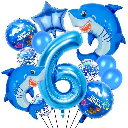 Party Luftballons Hai, 12 Stück Hai Geburtstag Ballons, Hai Ballons Deko, Folienballons Hai, Zahl Folienballon, Latexballons, Sternballons, für Kinder Geburtstagparty, Themenparty Deko Party Luftballons Hai, 12 Stück Hai Geburtstag Ballons, Hai Ballons Deko, Folienballons Hai, Zahl Folienballon, Latexballons, Sternballons, für Kinder Geburtstagparty, Themenparty Deko von LXONTSG