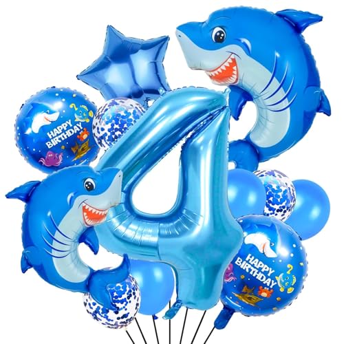 Party Luftballons Hai, 12 Stück Hai Geburtstag Ballons, Hai Ballons Deko, Folienballons Hai, Zahl Folienballon, Latexballons, Sternballons, für Kinder Geburtstagparty, Themenparty Deko Party Luftballons Hai, 12 Stück Hai Geburtstag Ballons, Hai Ballons Deko, Folienballons Hai, Zahl Folienballon, Latexballons, Sternballons, für Kinder Geburtstagparty, Themenparty Deko von LXONTSG