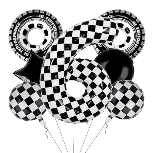 Rennwagen Luftballons Deko, Racing Kindergeburtstag Luftballons, Racing Folienballon, Riesen Folienballon Zahl 6, Reifenballons Radballons Sternballons, fur Auto Geburtstag Deko 6 Jahre Rennwagen Luftballons Deko, Racing Kindergeburtstag Luftballons, Racing Folienballon, Riesen Folienballon Zahl 6, Reifenballons Radballons Sternballons, fur Auto Geburtstag Deko 6 Jahre von LXONTSG