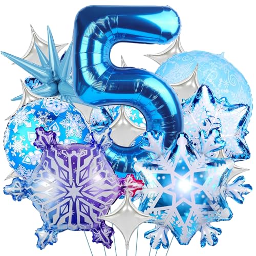 Schneeflocken Deko Luftballon,Geburtstag Zahlen Luftballon 5 Jahre,Schneeflocken Folienballons,Schneeflocken Ballons,Geburtstag Luftballons Mädchen,Schneeflocken Helium Ballons von LXONTSG