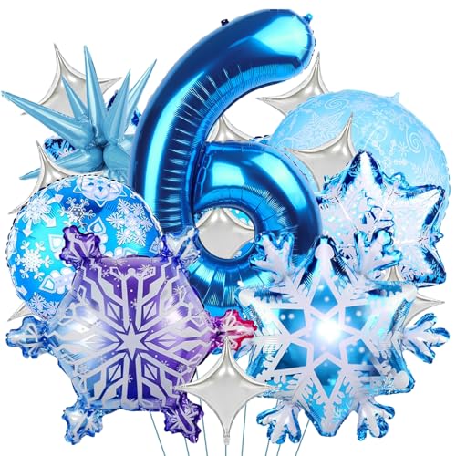 Schneeflocken Deko Luftballon,Geburtstag Zahlen Luftballon 6 Jahre,Schneeflocken Folienballons,Schneeflocken Ballons,Geburtstag Luftballons Mädchen,Schneeflocken Helium Ballons von LXONTSG