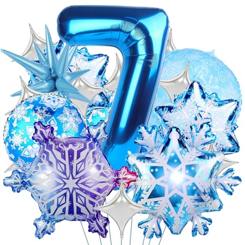 Schneeflocken Deko Luftballon,Geburtstag Zahlen Luftballon 7 Jahre,Schneeflocken Folienballons,Schneeflocken Ballons,Geburtstag Luftballons Mädchen,Schneeflocken Helium Ballons von LXONTSG