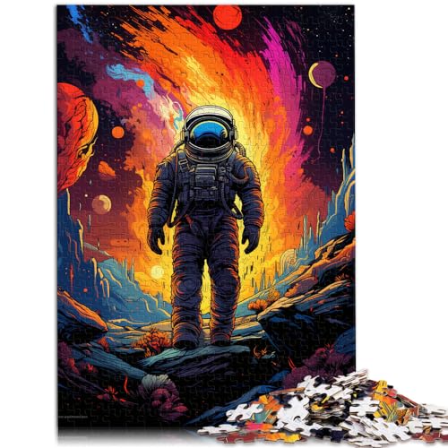 1000-teiliges Puzzle, farbenfrohe Psychedelia für Weltraumastronauten, geeignetes Holzpuzzle für Erwachsene, einzigartige Heimdekoration und Geschenke, Größe: 50 x 75 cm von LXQING