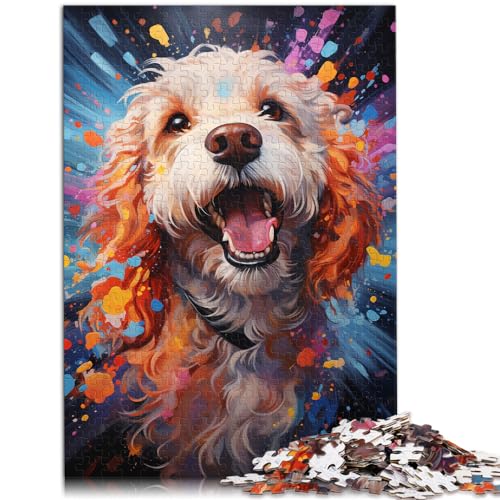 1000-teiliges Puzzle, farbenfrohes psychedelisches Pudelgemälde, Holzpuzzle für Teenager und Kinder, Denkspiel, Spielzeug, Größe: 50 x 75 cm von LXQING