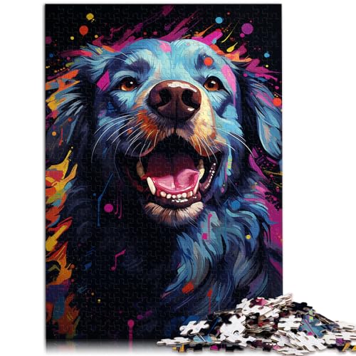 300-teiliges Puzzle, Hund zum Ausmalen, für Erwachsene und Kinder, Holzpuzzle, entspannendes geistiges Lernspielzeug, Größe: 26 x 38 cm von LXQING