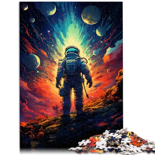 300-teiliges Puzzle, farbenfroher Psychedelischer Astronaut, geeignet für Erwachsene und Jugendliche ab 12 Jahren, Holzpuzzle, Heimdekoration, Größe: 26 x 38 cm von LXQING