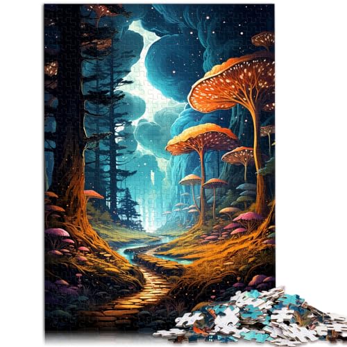 500-teiliges Puzzle, Bunter Psychedelischer Neonwald, Holzpuzzle für Jugendliche und Erwachsene, Spielzeug zum Stressabbau, Größe: 38 x 52 cm von LXQING