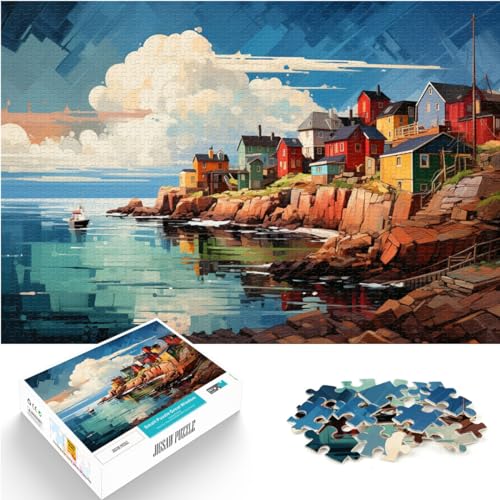 500-teiliges Puzzle, farbenfrohe schwedische Ostküste, für Erwachsene und Kinder ab 12 Jahren, Holzpuzzle, Lernspiele für zu Hause, DIY-Spielzeug, Größe: 38 x 52 cm von LXQING