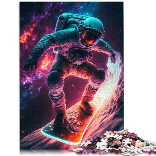Puzzle 300 Teile, Astronaut auf Skateboard, für Erwachsene, Familien-Holzpuzzle, Denksport-Puzzle, Größe: 26 x 38 cm von LXQING