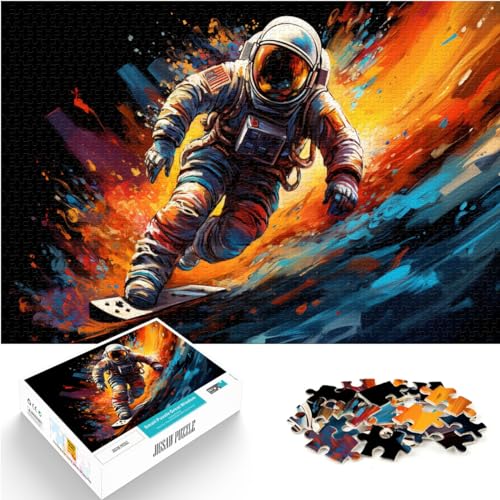 Puzzle 300 Teile für Erwachsene, Bunter Psychedelischer Astronaut auf Skateboard, Puzzle für 12-Jährige, Holzpuzzle, Heimdekoration, Größe: 26 x 38 cm von LXQING