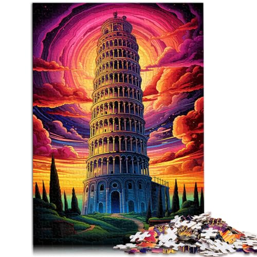 Puzzle für Erwachsene 1000, Schiefer Turm von Pisa, Italien, Holzpuzzle für Erwachsene und die ganze Familie, Lernspiel, Herausforderungsspielzeug, Größe: 50 x 75 cm von LXQING