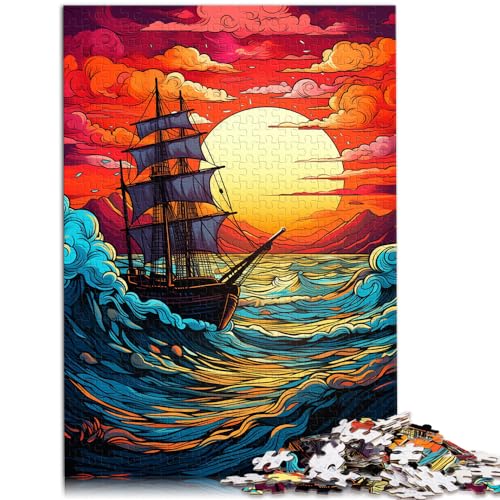Puzzle mit 1000 Teilen für Erwachsene, Boot bei Sonnenuntergang auf dem Meer, für Erwachsene und Kinder ab 12 Jahren, Holzpuzzle, Familienaktivität, Größe: 50 x 75 cm Puzzle mit 1000 Teilen für Erwachsene, Boot bei Sonnenuntergang auf dem Meer, für Erwachsene und Kinder ab 12 Jahren, Holzpuzzle, Familienaktivität, Größe: 50 x 75 cm von LXQING