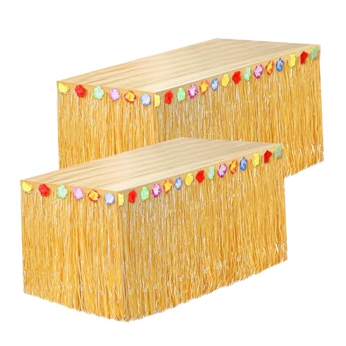 2 PCS Hawaii Tischrock, Hawaii Party Deko, Gras Tischrock mit Mehrfarbe Blumen, Hawaii Tischdekoration für Sommer Garden Beach Pool Party, Tropische Hawaii Party, Geburtstag Party, Party im Freien 2 PCS Hawaii Tischrock, Hawaii Party Deko, Gras Tischrock mit Mehrfarbe Blumen, Hawaii Tischdekoration für Sommer Garden Beach Pool Party, Tropische Hawaii Party, Geburtstag Party, Party im Freien von LXUBDXY