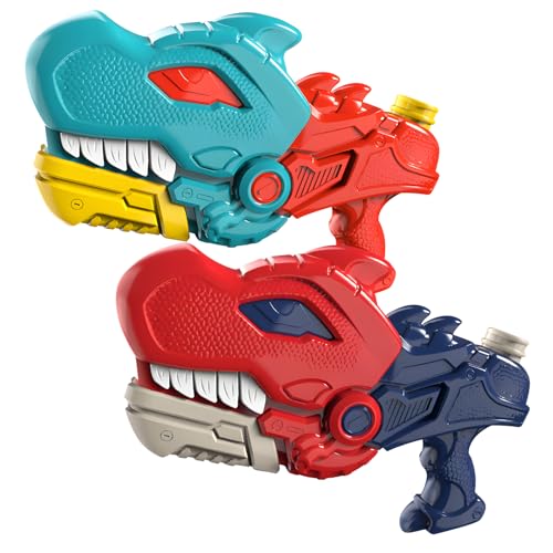 2 Stück Dinosaurier Wasserpistole, 450ml Wasserspritzpistole mit Reichweite 6-8 Meter, Water Gun Spielzeug für Kinder und Erwachsene, Super Wasser Soaker Spritzpistole für Mädchen Junge im Pool Garten 2 Stück Dinosaurier Wasserpistole, 450ml Wasserspritzpistole mit Reichweite 6-8 Meter, Water Gun Spielzeug für Kinder und Erwachsene, Super Wasser Soaker Spritzpistole für Mädchen Junge im Pool Garten von LXUBDXY