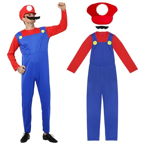 Kinder/Erwachsene Kostüm mit Bodysuit, Cap und Bart - Karneval & Halloween Cosplay für Junge & Mädchen von LXWINNER