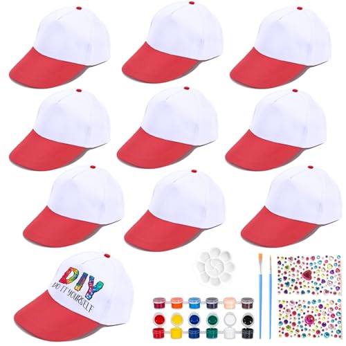 LXWINNER 10 Stück Graffiti Kappe, Kinder Kappen zum Bemalen, DIY Baseballkappe mit Edelstein Aufklebern, Kinder Baseballmütze, Kappe Weiß Kinder, Geburtstag Geschenk Mädchen 4 5 6 7 8 9 10 11 Jahre LXWINNER 10 Stück Graffiti Kappe, Kinder Kappen zum Bemalen, DIY Baseballkappe mit Edelstein Aufklebern, Kinder Baseballmütze, Kappe Weiß Kinder, Geburtstag Geschenk Mädchen 4 5 6 7 8 9 10 11 Jahre von LXWINNER