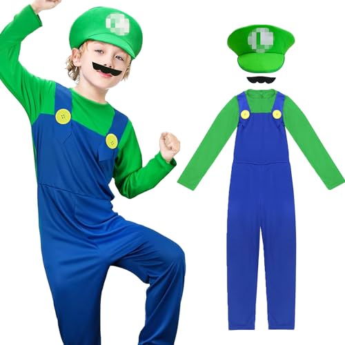Kostüm Kinder/Erwachsene, Kostüm mit Bodysuit, Cap und Bart, Kinder Erwachsenen Cosplay Kostüm, Karneval Halloween Cosplay Kostüm Dekoration für Junge Mädchen Kinder Erwachsene Faschingskostüme von LXWINNER