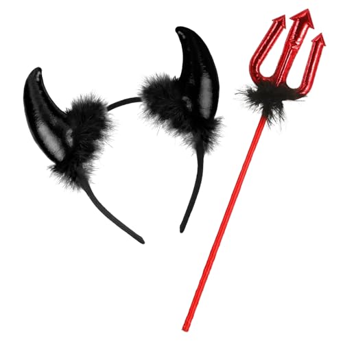 LXYNALI Halloween Teufelshörner und Dreizack,Teufel Kostüm Set,Teufel Hörner Rot, Teufelsgabel, Teufels Kostüm Accessoires für Karneval, Halloween, Motto-Partys & Cosplay LXYNALI Halloween Teufelshörner und Dreizack,Teufel Kostüm Set,Teufel Hörner Rot, Teufelsgabel, Teufels Kostüm Accessoires für Karneval, Halloween, Motto-Partys & Cosplay von LXYNALI