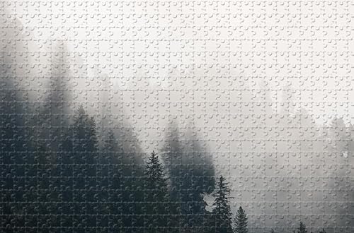 Holzpuzzle 15000 Teile, Wald Voller Nebel, Puzzleset Für Familienspiele von LXYUTY