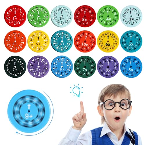 18 Stück Mathe Fidget Spinners, Math Fakten Fidget Spinner, Zahlen Fidget Spinner Spielzeug, Rechenwirbel, Lustige Mathe Lern Fidget Toys für Kinder (Addition,Subtraktion,Multiplikation,Division) von LXYYDS