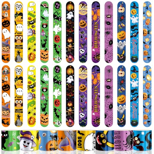 24 Stück Schnapparmband Halloween, Halloween Armband Kinder, Halloween Slap Armband, Halloween Schnappring Armband, Slap Bands Halloween Party Mitgebsel, Halloween Spielzeug für Jungen Mädchen 24 Stück Schnapparmband Halloween, Halloween Armband Kinder, Halloween Slap Armband, Halloween Schnappring Armband, Slap Bands Halloween Party Mitgebsel, Halloween Spielzeug für Jungen Mädchen von LXYYDS