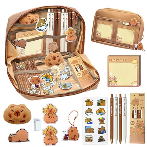 LXYYDS Capybara Schreibwaren Set, 20 Stück Capybara Federmäppchen, Capybara Stifte, Aesthetic Pencil Case Capybara, Capybara Sachen Federmäppchen, Capybara Mäppchen, für Büro, Schule, Kinder LXYYDS Capybara Schreibwaren Set, 20 Stück Capybara Federmäppchen, Capybara Stifte, Aesthetic Pencil Case Capybara, Capybara Sachen Federmäppchen, Capybara Mäppchen, für Büro, Schule, Kinder von LXYYDS