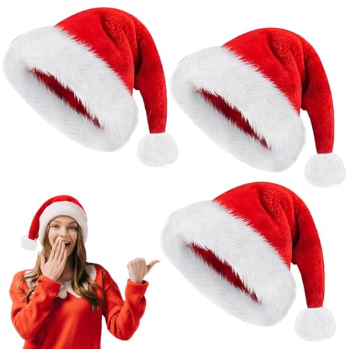 LXYYDS Weihnachtsmütze, 3 Stück Nikolausmütze, Plüsche weihnachtsmann mütze, Erwachsene Weihnachtsmütze, für Herren, Damen, für Weihnachten Partys und Festlichkeiten, Festliche Partyartikel Neujahr LXYYDS Weihnachtsmütze, 3 Stück Nikolausmütze, Plüsche weihnachtsmann mütze, Erwachsene Weihnachtsmütze, für Herren, Damen, für Weihnachten Partys und Festlichkeiten, Festliche Partyartikel Neujahr von LXYYDS