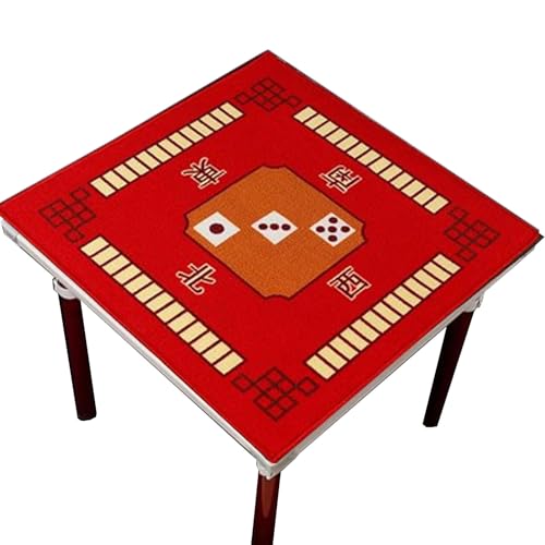 mahjong matte, 1 Stück Mahjong-Matte, 30,7 Zoll, 32,7 Zoll, 34,7 Zoll, 31,5 Zoll, rutschfeste und geräuschreduzierende Mahjong-Kartenspiel-Tischmatte, mit Tasche (Farbe: Rot, Größe: 32,7 x 32,7 Zoll)( von LXZSMH