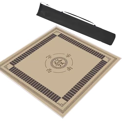 mahjong matte, Chinesische Mahjong-Matten mit Regeln und Windpositionierung, rutschfeste und geräuschreduzierende Kristall-Samt-Spieltischmatte, mit Tragetasche (Farbe: Rot, Größe: 31,5 x 31,5 Zoll/80 von LXZSMH