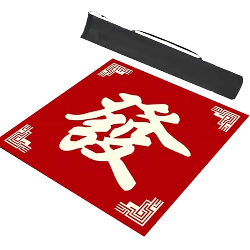 mahjong matte, Mahjong-Matte, rutschfeste Geräuschreduzierung, Mahjong-Tischmatte mit Aufdrucken, for Pokerkarten-Mahjongg-Dominospiele (Farbe: Rot, Größe: 23,6 x 23,6 Zoll/60 x 60 cm)(Color:Red,Size: von LXZSMH