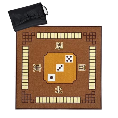 mahjong matte, Mahjong-Tischmatte mit Regeln, rutschfeste und geräuschreduzierende Pokermatte, Kartentischabdeckung, Tischspielmatten mit Tragetasche (Farbe: Rot, Größe: 32,7 x 32,7 Zoll)(Color:Brown, von LXZSMH