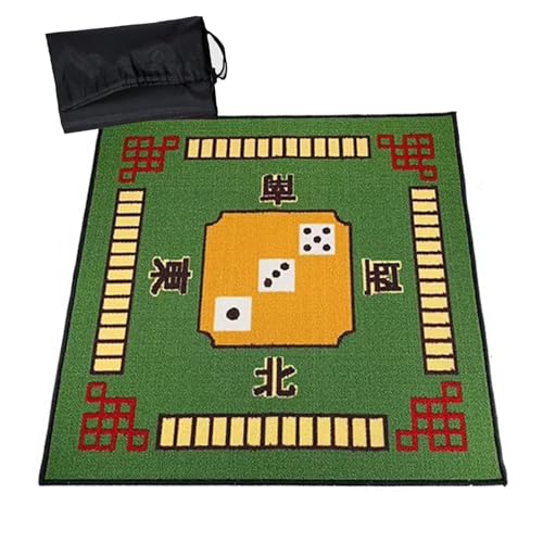 mahjong matte, Mahjong-Tischmatte mit Regeln, rutschfeste und geräuschreduzierende Pokermatte, Kartentischabdeckung, Tischspielmatten mit Tragetasche (Farbe: Rot, Größe: 32,7 x 32,7 Zoll)(Color:Green, von LXZSMH