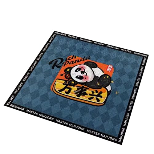 mahjong matte, Quadratische, kurze Plüsch-Mahjong-Tischmatte, niedliche Cartoon-Panda-bedruckte Kartenspiel-Tischmatte for Mahjong/Karten/Namenstischdecke (Farbe: Blau-3, Größe: 47,2 x 47,2 Zoll)(Colo von LXZSMH