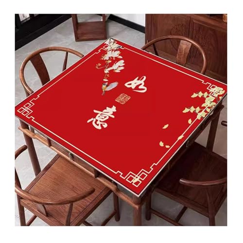 mahjong matte, Rote Mahjong-Tischmatte, rutschfeste Spielmatte mit Geräuschreduzierung, Mahjong, Dominosteine, Pokerkarten und Brettspiele, Tischunterlage (Farbe: Rot-5, Größe: 31,5 x 31,5 Zoll)(Color von LXZSMH