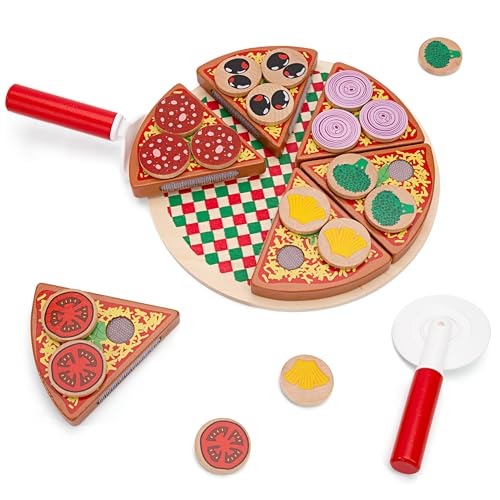 Pizza Set Holz Spielzeug Lebensmittel Kinder,Spielküche Schneidespielzeug Pädagogisches Rollenspiel Lernspielzeug Geschenk für Kinder 3 4 5 6+ Jahre Pizza Set Holz Spielzeug Lebensmittel Kinder,Spielküche Schneidespielzeug Pädagogisches Rollenspiel Lernspielzeug Geschenk für Kinder 3 4 5 6+ Jahre von LYCHEON
