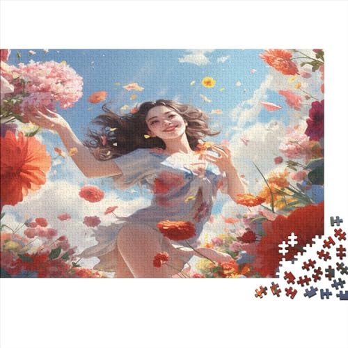 Blumenmädchen Puzzle Erwachsenenpuzzle Farbenfrohes AI Design 1000 Teile Puzzle Für Erwachsene Ab 14 Jahren 1000pcs (75x50cm) von LYCREW