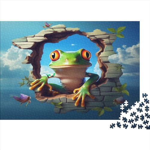 Frog with Big Augen 1000 Teile Premium-Puzzles Für Erwachsene - Spaß Und Lernspiele - Perfekte AI Animals Puzzle-Geschenke 1000pcs (75x50cm) von LYCREW