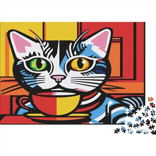 Gemalte Katze 1000 Teile Puzzle Lernspiel Spielzeug Puzzles Für Erwachsene Klassische AI Design Puzzles Puzzles Erwachsene 1000pcs (75x50cm) von LYCREW